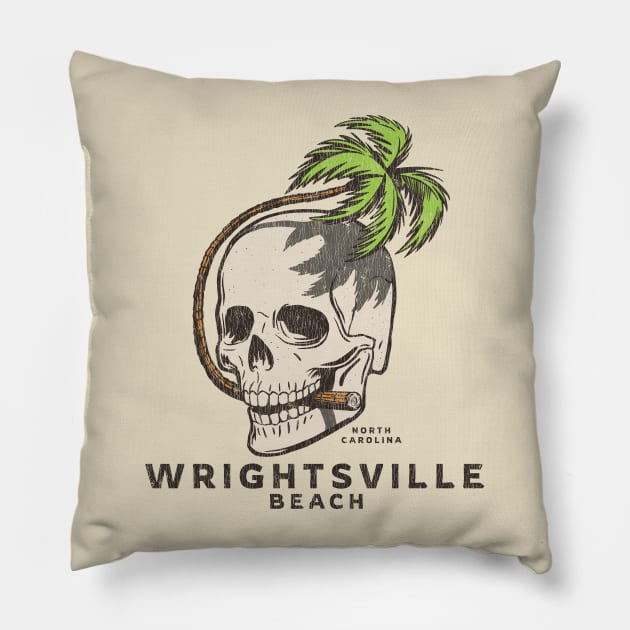 Wrightsville Beach, NC Summertime Vacationing Palm Tree Cigar Pillow by Contentarama