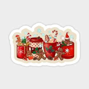 Christmas Candy Canes and Coffee Magnet