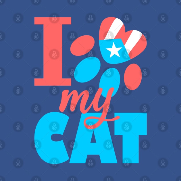 Puerto Rico I Love my Cat Flag Pet Paw Boricua by bydarling