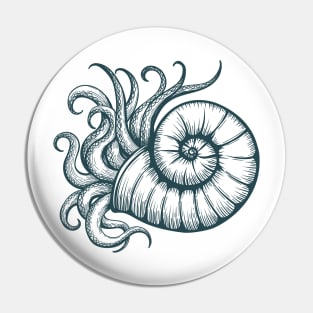 Sea Shell with Mollusc Tentacles Pin