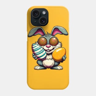 Hypnotic Easter Bunny T-Shirt – Comical Swirly-Eyed Rabbit Tee Phone Case