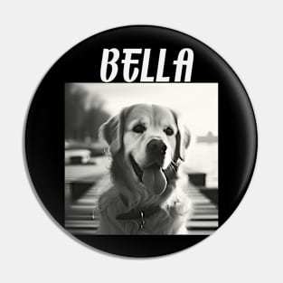 Bella, bootleg,  golden retriever puppy design for dog lovers Pin