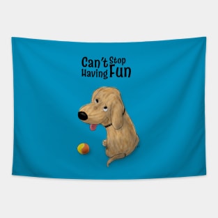 Cannot Stop Having Fun Cartoon Dog Tapestry