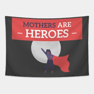 Abstract superhero woman mother red cape moon illustration Tapestry