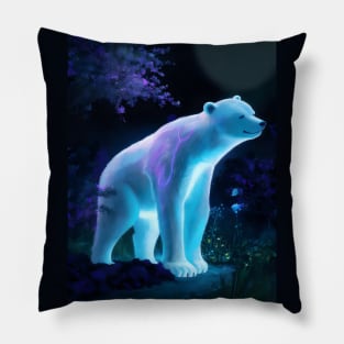 Neon polar bear in garden Pillow