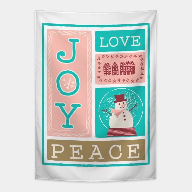 Fun Christmas Card Design In Pink & Aqua Tapestry by SWON Design