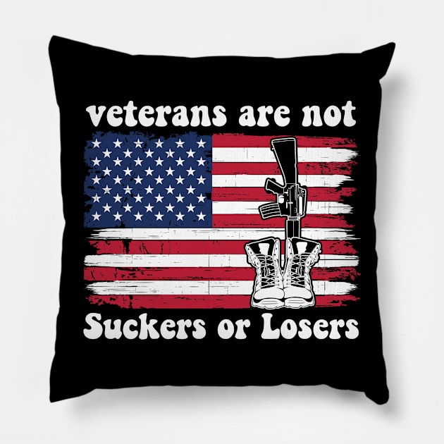 Veterans Are Not Suckers Or Losers Biden 2024 ANTITRUMP Pillow by David Brown