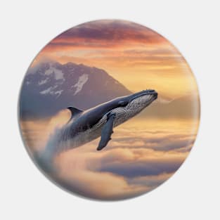whale diving above the clouds Pin