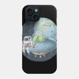 Astronaut reading book on ufo ship. Phone Case