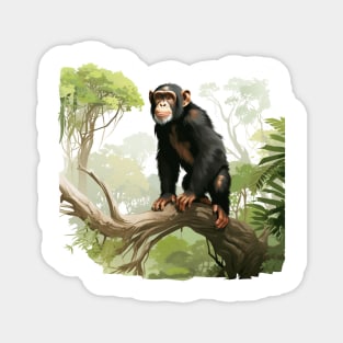 Cute Chimpanzee In Jungle Magnet