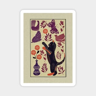 Cat and butterflies Magnet