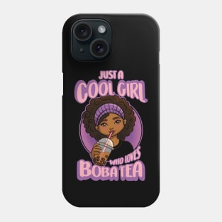 Kawaii Black Girl Anime Boba Tea Phone Case