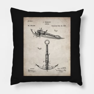 Boat Anchor Patent - Sailing Sailor Lake House Art - Antique Pillow