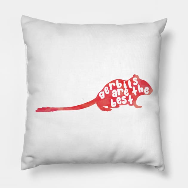 Gerbils are the best (red watercolour silhouette) Pillow by Becky-Marie