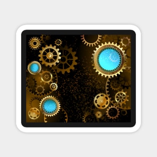 Dark Background with Gears ( Steampunk ) Magnet