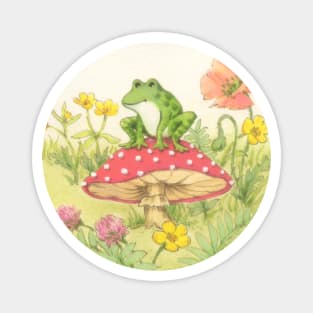 Froggie on mushroom Magnet