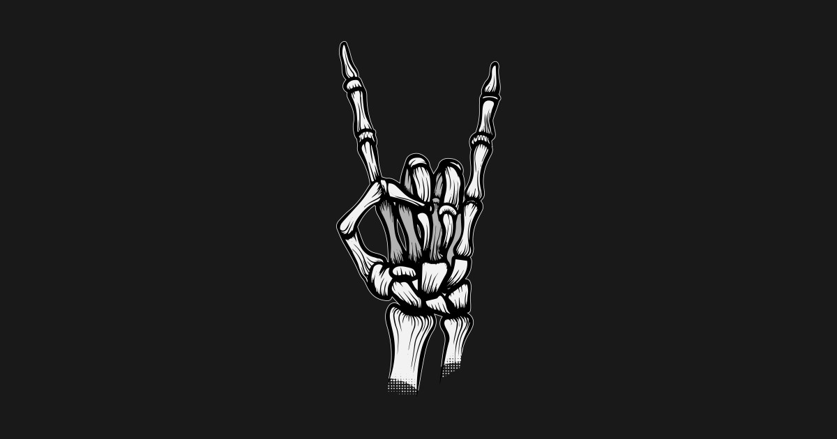 Skull hand Rock n' Roll Rock Hands Bones Sticker TeePublic