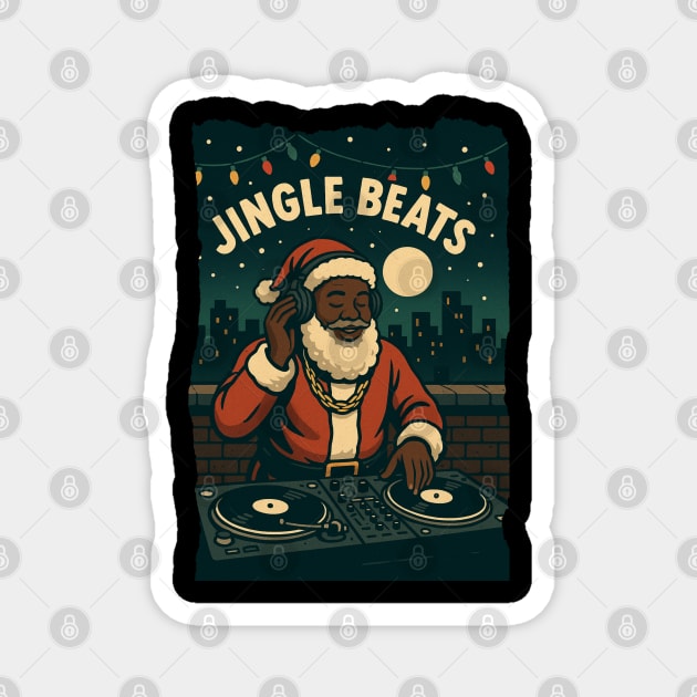 Jingle Beats - Black Santa DJ Magnet by UrbanLifeApparel