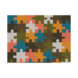 Retro Groovy Puzzle Pieces- Deep Autumn Puzzles Seasonal Palette T-Shirt