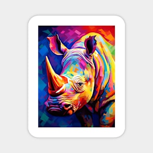 Colored rhino on a multicolored Magnet