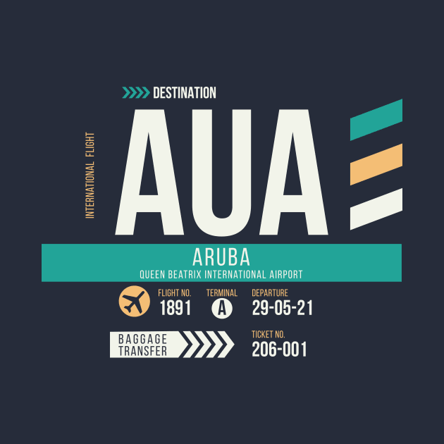 Aruba (AUA) Airport Code Baggage Tag by SLAG_Creative