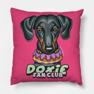 Cool skateboard Black Doxie Dachshund puppy on Purple Flame Skateboard Pillow