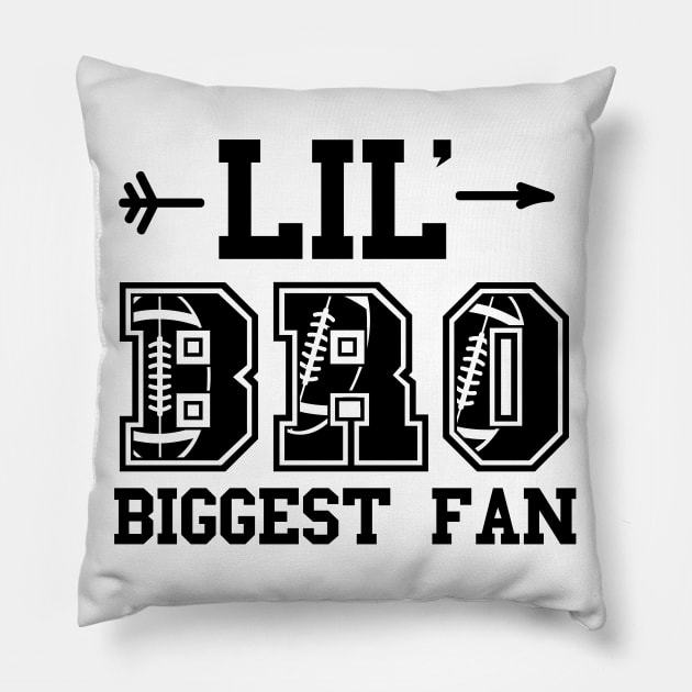 Lil bro biggest fan black Pillow by busines_night