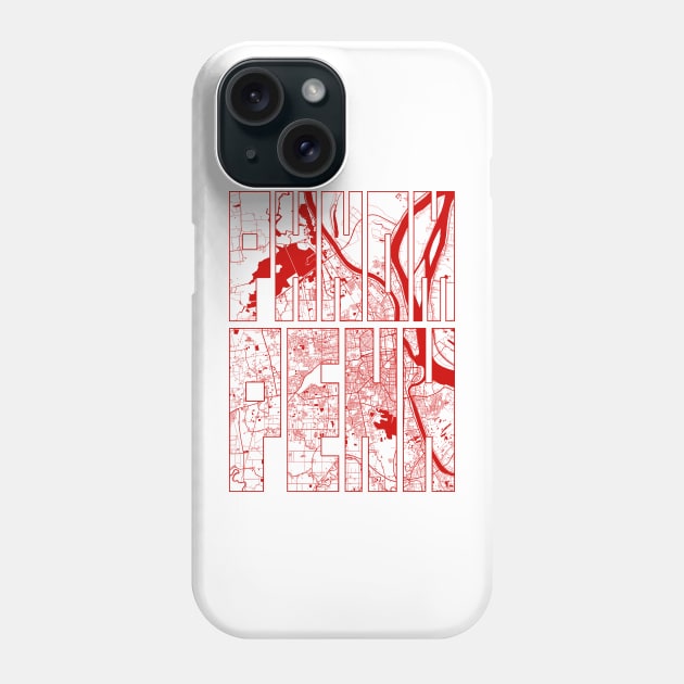 Phnom Penh, Cambodia City Map Typography - Oriental Phone Case by deMAP Studio