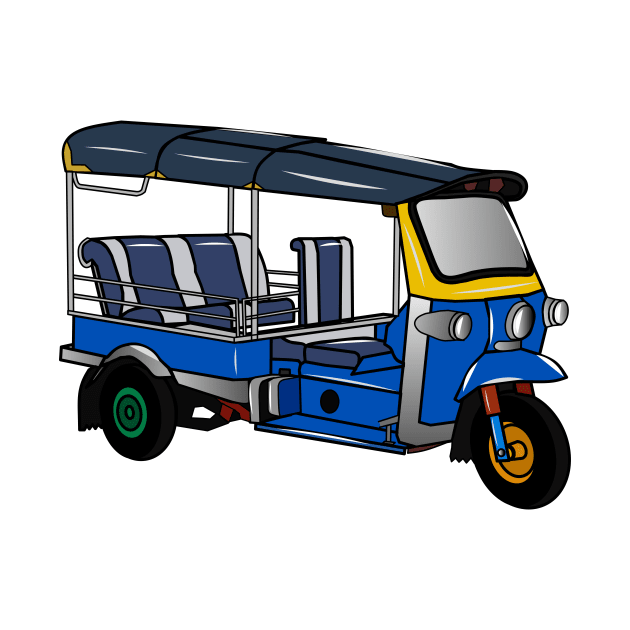 Tuk tuk cartoon illustration by Miss Cartoon