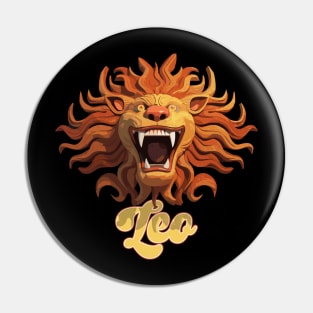 Leo Zodiac Lion's Head Pin