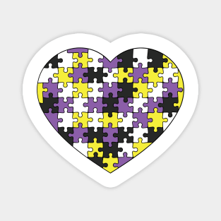 Pride Puzzle Heart - Non-Binary Pride Colors Magnet