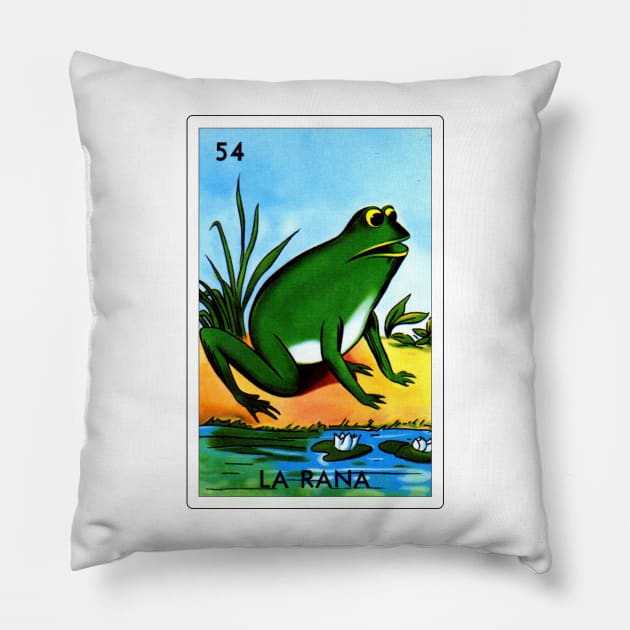 Loteria Mexicana Art - Loteria Mexicana Design - La Rana Gift - Regalo La Rana Pillow by HispanicStore