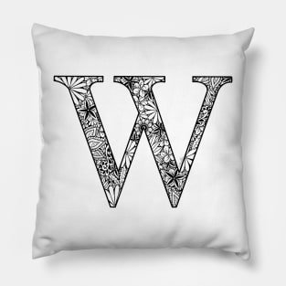 Floral Letter Capital W Pillow