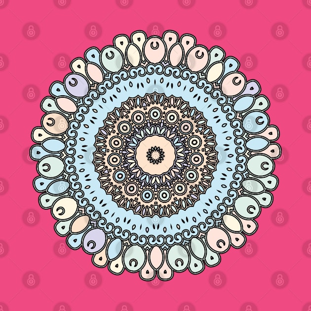 Modern pastel and unicorn Mandala art, floral Classic repeated pattern by Vector Pro