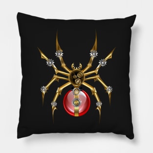 Spider with Red Light Bulb ( Steampunk ) Pillow