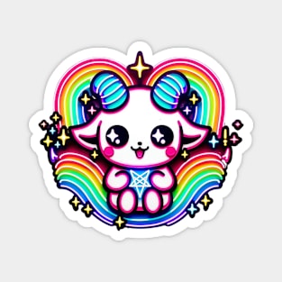 Baby Baphomet Neon Rainbow Kawaii Creepy Cute Occult Magnet