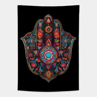 Colorful Hamsa Art Tapestry