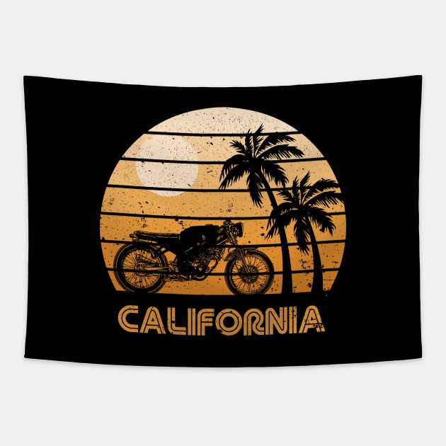 Retro Sunset California Rider Tapestry by rojakdesigns