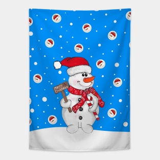 FESTIVE Christmas Snowman Art Tapestry