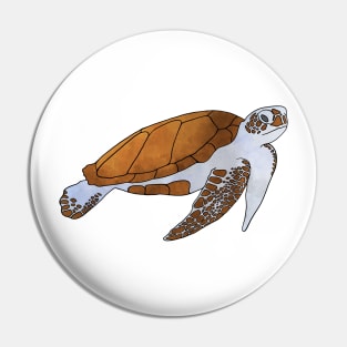 Sea Turtle Watercolor Illustration Pin