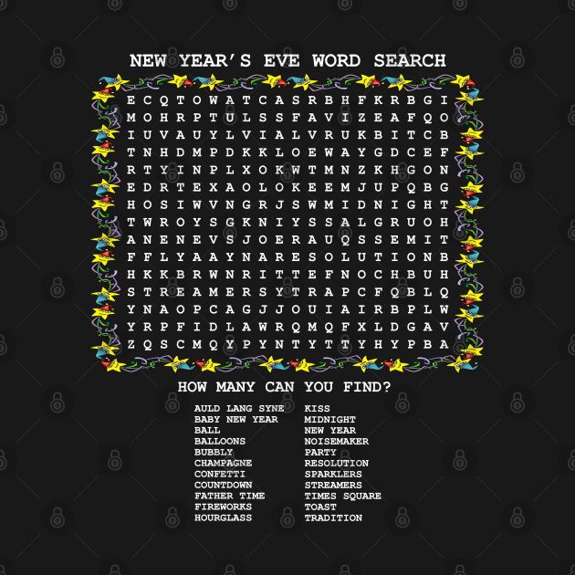 New Year's Evetime Holiday Word Search - Find the Words! by Webdango