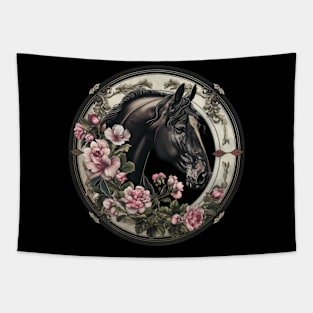 Beautiful Horse with Amazing Flowers Design Tapestry