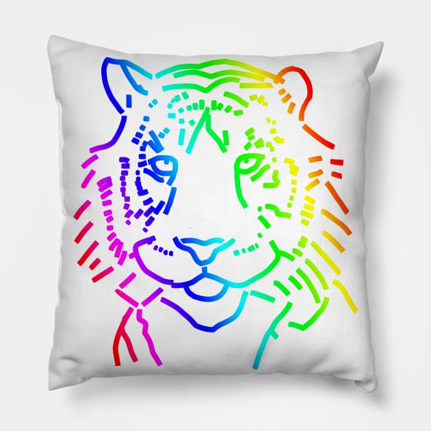 Rainbow Tiger Pillow by ellenhenryart