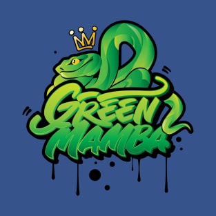 Green Mamba Venomous Snake in graffiti urban style T-Shirt