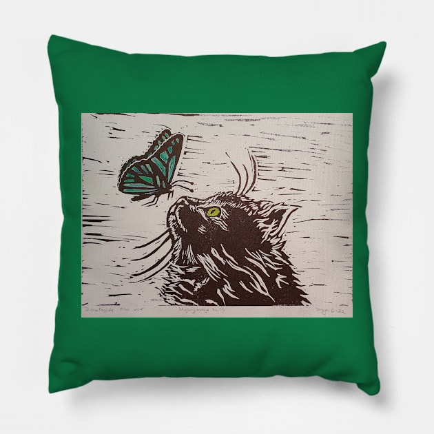 curious Nils green Pillow by Kunstner74