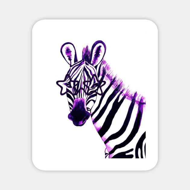 Neon zebra with star glasses Magnet by Luba_Ost