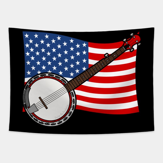 4th July Banjo America Rocks USA Flag Banjoist Tapestry by doodlerob