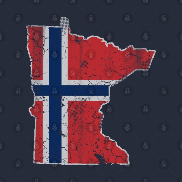 Minnesota Norwegian Flag Map Vintage Family Heritage by E