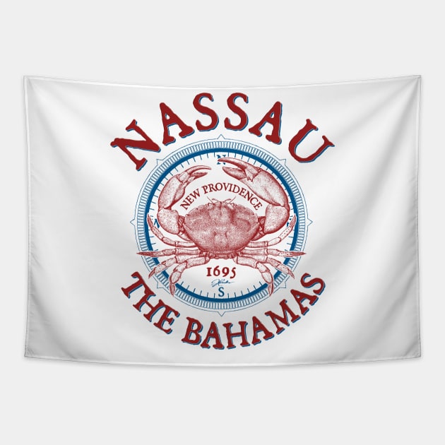 Nassau, Bahamas, Stone Crab on Windrose Tapestry by jcombs