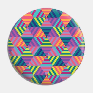 Retro Colorful Hexagons Pin